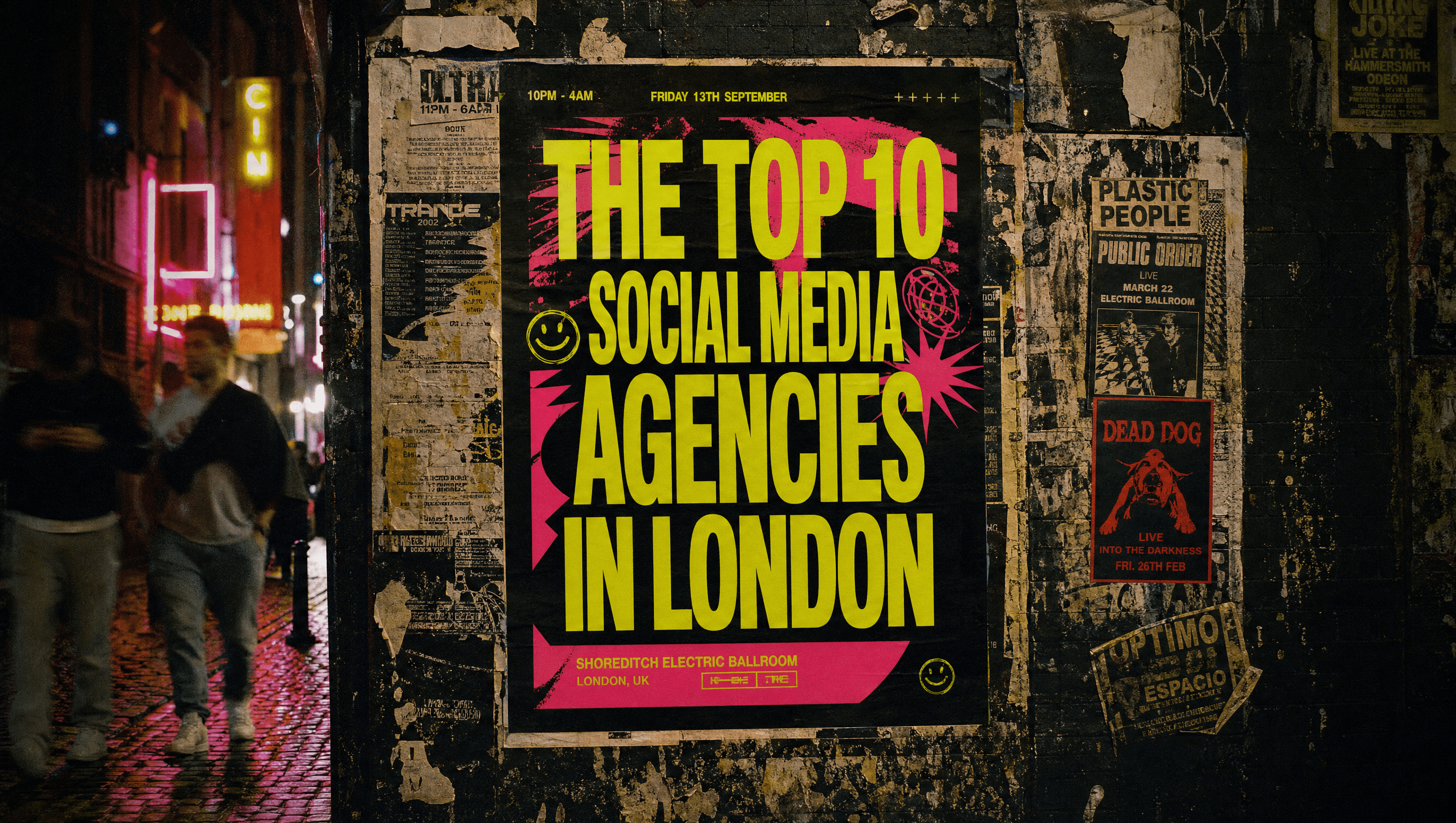 The top 10 social media agencies in London — Shoreditch night gig poster