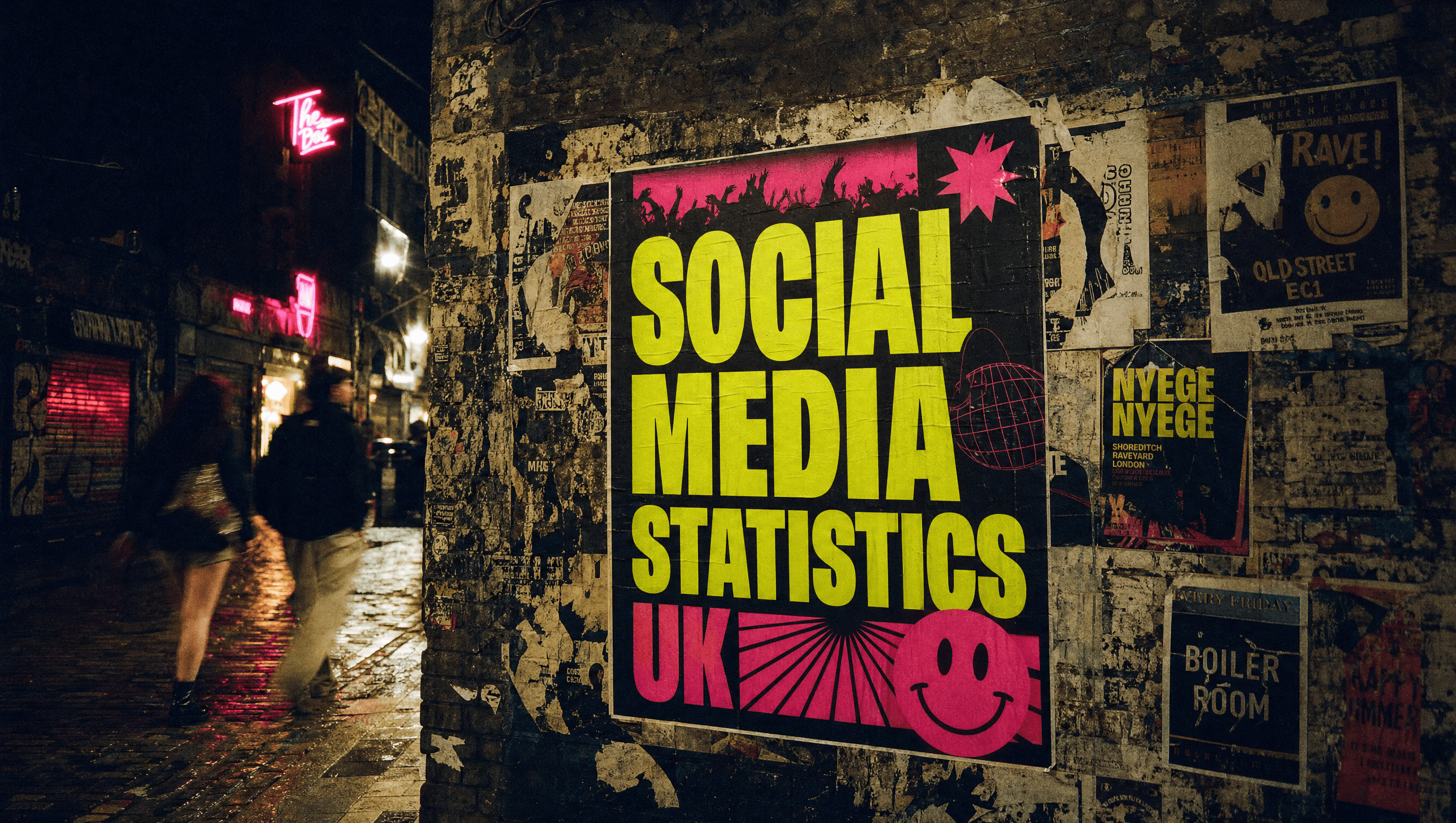 Social media statistics UK, Shoreditch night gig poster