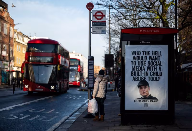 Billboard protest calls to boycott X, in London